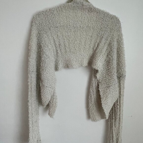 Urban Outfitters White Fluffy Cropped Bolero Ballet-Core Size S - Picture 2 of 3